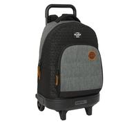 safta BLACKFIT8 OLD SCHOOL - Zaino grande con ruote, compatto, rimovibile, ideale per bambini di diverse età, comodo e versatile, qualità e resistenza, 33 x 22 x 45 cm, Nero/Grigio, M, Casual