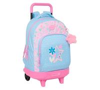 BLACKFIT8 SMILE - Zaino grande con ruote, compatto, rimovibile, ideale per bambini di diverse età, comodo e versatile, qualità e resistenza, 33 x 22 x 45 cm, Blu chiaro/Rosa Chiaro, M, Casual