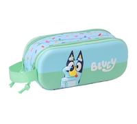 Safta BLUEY 3D - Astuccio doppio 3D, astuccio per bambini, ideale per bambini in età scolastica, comodo e versatile, qualità e resistenza, 21 x 6 x 8 cm, Blu chiaro, M, Casual