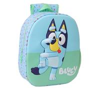 Safta BLUEY 3D - Zaino scolastico, con design 3D, adattabile al carrello, ideale per bambini di diverse età, comodo e versatile, qualità e resistenza, 27 x 10 x 33 cm, Blu chiaro, M, Casual