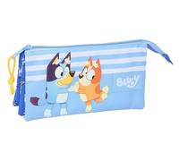 safta BLUEY LET'S PLAY - Astuccio triplo, astuccio per bambini, ideale per bambini in età scolastica, comodo e versatile, qualità e resistenza, 22 x 3 x 12 cm, blu, M, Casual