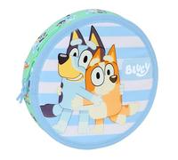 safta BLUEY SISTERS - Astuccio rotondo con 18 pezzi, facile da pulire, astuccio per bambini, ideale per bambini dai 5 ai 14 anni, comodo e versatile, qualità e resistenza, 21 x 3,5 cm, verde acqua, M