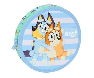 safta BLUEY SISTERS - Astuccio rotondo con 18 pezzi, facile da pulire, astuccio per bambini, ideale per bambini dai 5 ai 14 anni, comodo e versatile, qualità e resistenza, 21 x 3,5 cm, verde acqua, M