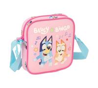 Safta - Borsa a tracolla per bambini Bluey Dance, borsa a tracolla con tracolla regolabile, chiusura con cerniera, design rosa con Bluey e Bingo, leggera e resistente, accessorio per la scuola e il