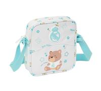 Safta - Borsa a tracolla per bambini del Real Madrid prescolare bianca, tracolla regolabile, borsa a tracolla per il ritorno a scuola, scomparto con cerniera, leggera e resistente, misure 16 x 4 x 18