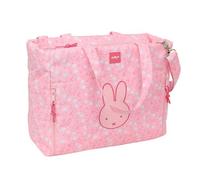 Safta - Borsa per la scuola Miffy Fiori con scomparto imbottito per computer portatile da 14,1", cerniera di grande formato, 2 tasche frontali e tasca interna, misure 40 x 17 x 31 cm