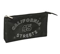 Safta California - Astuccio triplo per bambini, ideale per bambini in età scolastica, comodo e versatile, qualità e resistenza, 22 x 3 x 12 cm, colore nero, Nero, Estándar, Casual