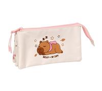 SAFTA Capibara - Astuccio triplo, astuccio per bambini, ideale per bambini in età scolastica, comodo e versatile, qualità e resistenza, 22 x 3 x 12 cm