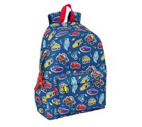safta CARS RACING - Zaino per laptop da 14,1", ideale per giovani di diverse età, comodo e versatile, qualità e resistenza, 31 x 13 x 43 cm, Blu navy, M, Casual