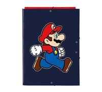 SAFTA | Cartella Formato Folio 3 Lembi Super Mario Trick, Copertine Rigide Rivestite, Chiusura con Elastici, 3 Lembi Interni, Carpeta Scolastico per Bambini per, Dimensioni 26x2,5x33,5 cm