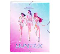 SAFTA | Cartella Formato Folio Classificatrice K-Pop Demon Hunters Stationery, Copertine Rigide Rivestite, Chiusura con Elastici, Classificatore Interno, Carpeta Scolastico, Dimensioni 26x4x33,5 cm