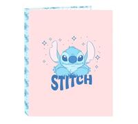 SAFTA | Cartella Formato Folio Disney Stitch Ohana 4 Anelli Misti 25 mm, Copertine Rigide Rivestite per, Organizzazione di Appunti e Documenti, Dimensioni 26,5x4x33 cm