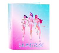 SAFTA | Cartella Formato Folio K-Pop Demon Hunters Stationery 4 Anelli Tondi 40 mm, Dorso Largo 60 mm, Copertine Rigide Rivestite, Raccoglitore Scolastico Resistente per, Dimensioni 27x6x33 cm