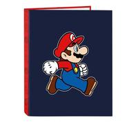 SAFTA | Cartella Formato Folio Super Mario Trick 4 Anelli Misti 25 mm, Copertine Rigide Rivestite, Raccoglitore Scolastico Resistente per, Formato Folio, Chiusura Sicura, Dimensioni 26,5x4x33 cm