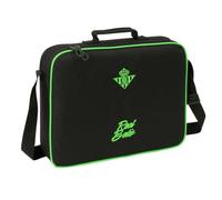 safta | Cartella per attività extrascolastiche Real Betis Balompié, tracolla regolabile, manico superiore, cerniera a doppio cursore, fondo semirigido removibile, dimensioni 38x6x28cm