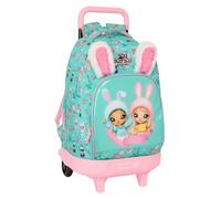safta NANANA BUNNY - Zaino grande con ruote, compatto, rimovibile, ideale per bambini di diverse età, comodo e versatile, qualità e resistenza, 33 x 22 x 45 cm, Turchese/Rosa, M, Casual