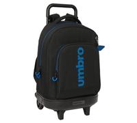 safta UMBRO JET BLACK - Zaino grande con ruote, compatto, rimovibile, ideale per bambini di diverse età, comodo e versatile, qualità e resistenza, 33 x 22 x 45 cm, Nero, M, Casual