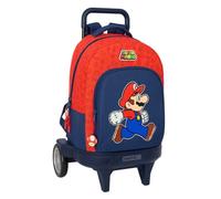 SUPER MARIO TRICK - Zaino grande con ruote, compatto evoluzione, rimovibile, ideale per bambini di diverse età, comodo e versatile, qualità e resistenza, 33 x 22 x 45 cm, blu scuro/rosso, M, Casual