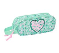 Safta Cuore - Astuccio doppio per bambini, astuccio per bambini, ideale per bambini in età scolastica, comodo e versatile, qualità e resistenza, 21 x 6 x 8 cm, Menta, M, Casual