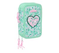 Safta Cuore - Astuccio scuola con 37 utili inclusi, astuccio per bambini, ideale per bambini dai 5 ai 14 anni, comodo e versatile, qualità e resistenza, 12,5 x 5,5 x 19,5 cm, Menta, M, Casual