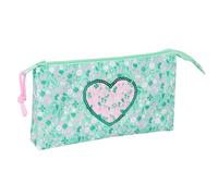 Safta Cuore - Astuccio triplo, astuccio per bambini, ideale per bambini in età scolastica, comodo e versatile, qualità e resistenza, 22 x 3 x 12 cm, Menta, M, Casual