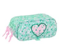 Safta Cuore - Astuccio triplo grande, astuccio per bambini, ideale per bambini in età scolastica, comodo e versatile, qualità e resistenza, 21,5 x 8 x 10 cm, Menta, M, Casual