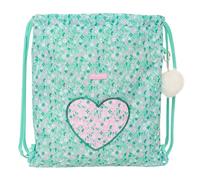Safta Cuore - Zaino a sacco piatto grande, ideale per bambini di diverse età, comodo e versatile, qualità e resistenza, 35 x 40 cm, Menta, M, Casual