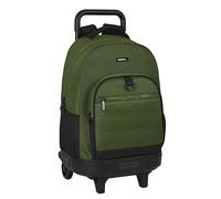 Safta DARK FOREST - Zaino grande con ruote, compatto, rimovibile, ideale per bambini di diverse età, comodo e versatile, qualità e resistenza, 33 x 22 x 45 cm, colore: verde cachi/nero, Verde