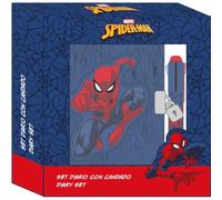 safta | Diario per bambini Marvel Spider-Man con lucchetto, copertina effetto peluche, include penna 10 colori e pagine decorate, Set scolastico per il ritorno a scuola, Misure 14,5x2,2x20,5 cm