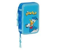 Safta Donald - Astuccio per bambini con 28 oggetti inclusi, ideale per bambini dai 5 ai 14 anni, comodo e versatile, qualità e resistenza, 12,5 x 4 x 19,5 cm, colore blu, blu, Estándar, Casual
