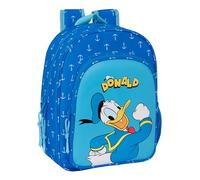 SAFTA Donald - Zaino per bambini animato, adattabile al carrello, ideale per bambini in età scolastica, versatile, qualità e resistenza, 26 x 11 x 34 cm, colore Blu