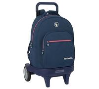 safta El Oca Classic - Zaino grande con ruote, Compact Evoluzione, rimovibile, ideale per bambini di diverse età, comodo e versatile, qualità e resistenza, 33 x 22 x 45 cm, colore blu marino, Blu