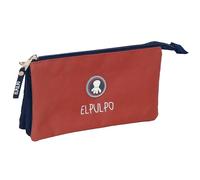 safta EL PULPO - Astuccio triplo, astuccio per bambini, ideale per bambini in età scolastica, comodo e versatile, qualità e resistenza, 22 x 3 x 12 cm, Caldaia rossa/blu marino, M, Casual