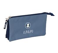 safta EL PULPO - Astuccio triplo, astuccio per bambini, ideale per bambini in età scolastica, comodo e versatile, qualità e resistenza, 22 x 3 x 12 cm, Blu/blu marino, M, Casual