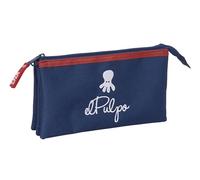 safta EL PULPO - Astuccio triplo, astuccio per bambini, ideale per bambini in età scolastica, comodo e versatile, qualità e resistenza, 22 x 3 x 12 cm, Blu navy, M, Casual