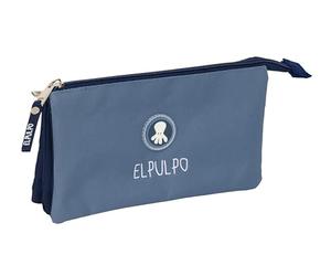 safta EL PULPO - Astuccio triplo, astuccio per bambini, ideale per bambini in età scolastica, comodo e versatile, qualità e resistenza, 22 x 3 x 12 cm, Blu/blu marino, M, Casual