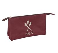El PuLPO Bordeaux - Astuccio triplo, astuccio per bambini, ideale per bambini in età scolastica, comodo e versatile, qualità e resistenza, 22 x 3 x 12 cm