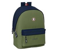 safta EL PULPO - Zaino per laptop da 15,6" e USB, ideale per giovani di diverse età, tessuto riciclato, comodo e versatile, qualità e resistenza, 31 x 18 x 44 cm, Verde cachi/blu marino, M, Casual