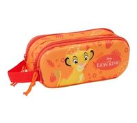 safta EL Rey Leon 3D - Astuccio doppio 3D, astuccio per bambini, ideale per bambini in età scolastica, comodo e versatile, qualità e resistenza, 21 x 6 x 8 cm, colore arancione, arancione, Estándar,