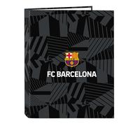 Safta F.C. Barcellona Black - Cartellina con fogli 4 anelli, ideale per bambini di diverse età, comoda e versatile, qualità e resistenza, 26,5 x 33 cm, colore nero
