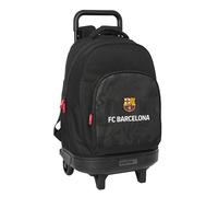safta F.C. Barcellona Black - Zaino grande con ruote, compatto, rimovibile, ideale per bambini di diverse età, comodo e versatile, qualità e resistenza, 33 x 22 x 45 cm, colore: nero, Nero, Estándar,
