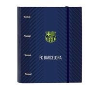 Safta F.C. Barcellona NAVY BLUE - Raccoglitore 4 anelli da 35 cm con 100 fogli A4, ideale per bambini di diverse età, confortevole e versatile, qualità e resistenza, 27 x 3,5 x 32 cm, Blu navy, M,