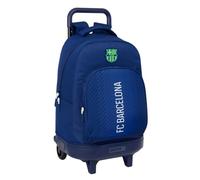 safta F.C. Barcellona NAVY Blue - Zaino grande con ruote, compatto, rimovibile, ideale per bambini di diverse età, comodo e versatile, qualità e resistenza, 33 x 22 x 45 cm, Blu navy, M, Casual