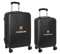safta F.C. Barcellona - Set di trolley da 20 e 24 pollici, con ruote girevoli, valigie con ruote, lucchetto di sicurezza, valigie leggere, 40 x 26 x 63 cm, colore: nero, Nero, Estándar, Casual