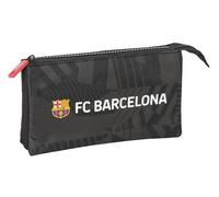 safta F.C. Barcelona Black - Astuccio triplo, astuccio per bambini, ideale per bambini in età scolastica, comodo e versatile, qualità e resistenza, 22 x 3 x 12 cm, colore nero, Nero, Estándar, Casual