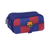 Safta F.C.Barcelona Estuche Portatodo de 1.72L - 3 Compartimentos - Cinta Trasera Adaptable a Carro - Cierre de Cremallera - 21.5x10x8cm - Color Rojo y Azul