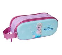 Safta FROZEN 3D - Astuccio doppio 3D, astuccio per bambini, ideale per bambini in età scolastica, comodo e versatile, qualità e resistenza, 21 x 6 x 8 cm, Celeste/Rosa, M, Casual