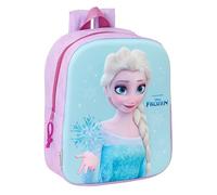 Safta Zaino da asilo FROZEN 3D - adattabile al carrello, facile da pulire, Celeste/Rosa, 22x10x27 cm