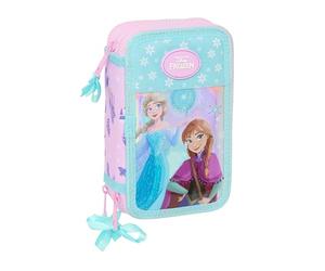 Safta FROZEN COOL DAYS - Astuccio scuola con 36 utili inclusi, astuccio per bambini, ideale per bambini dai 5 ai 14 anni, comodo e versatile, 12,5 x 5,5 x 19,5 cm, colore: viola/celeste,