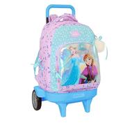 Safta FROZEN COOL DAYS - Zaino grande con ruote, Compact Evoluzione, rimovibile, ideale per bambini di diverse età, comodo e versatile, qualità e resistenza, 33 x 22 x 45 cm, colore: Viola/celeste,
